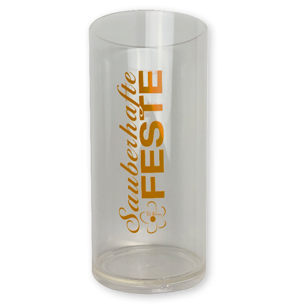 Longdrink-Glas mit dem Logo von Sauberhafte Feste